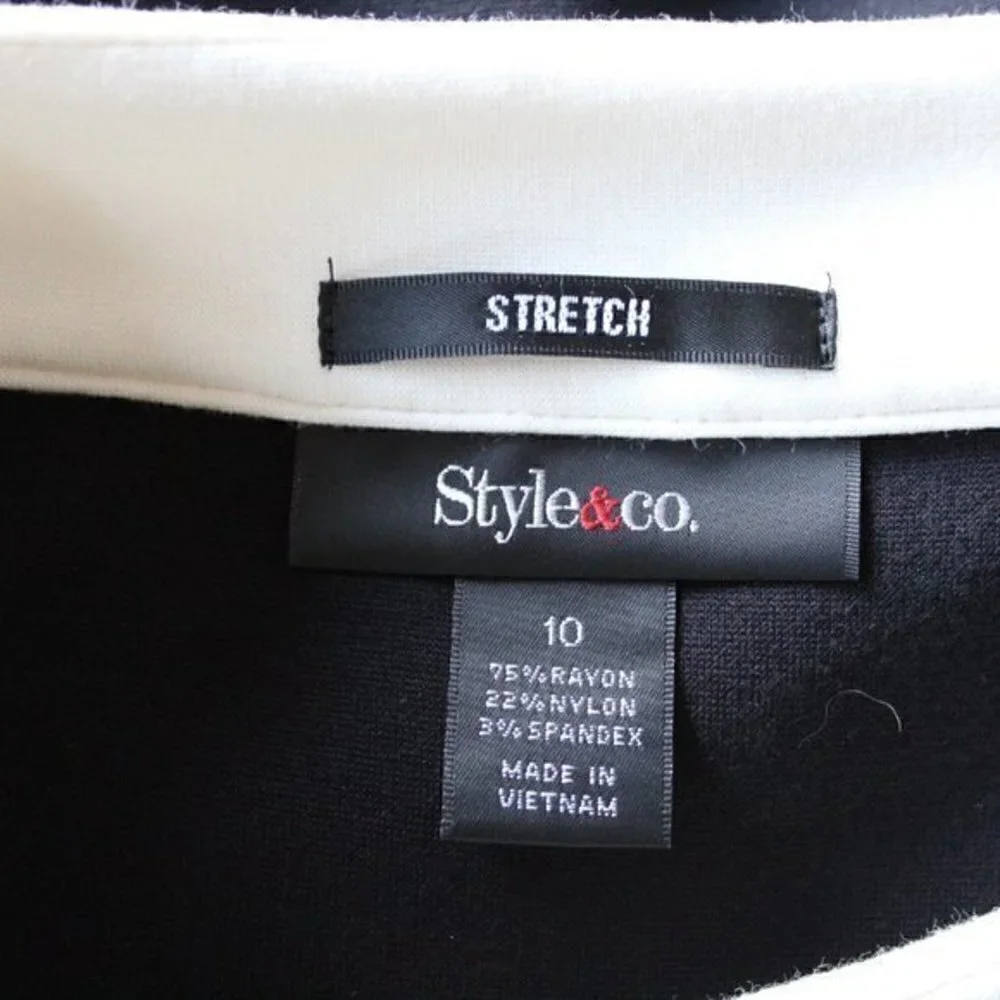 Style & Co. dress stretch black with white trim size 10